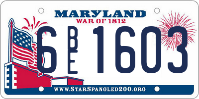 MD license plate 6BE1603