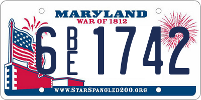 MD license plate 6BE1742