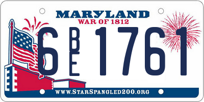 MD license plate 6BE1761