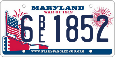 MD license plate 6BE1852