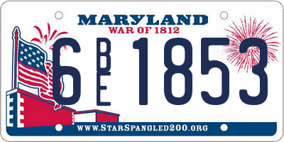 MD license plate 6BE1853