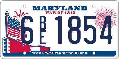 MD license plate 6BE1854