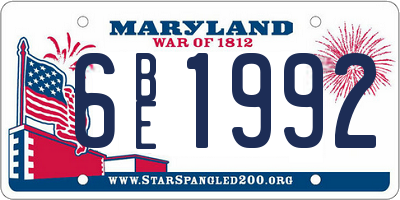 MD license plate 6BE1992