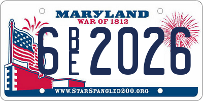 MD license plate 6BE2026