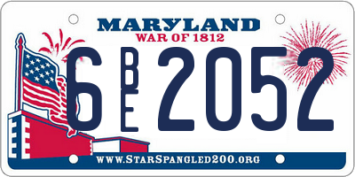 MD license plate 6BE2052