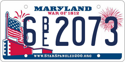 MD license plate 6BE2073