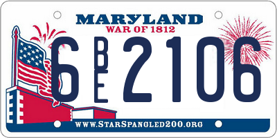 MD license plate 6BE2106