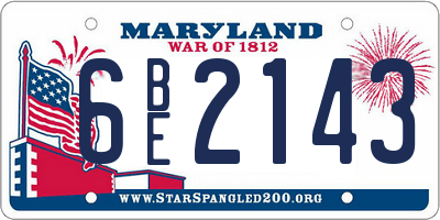 MD license plate 6BE2143