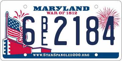 MD license plate 6BE2184