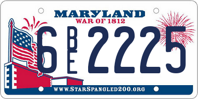 MD license plate 6BE2225