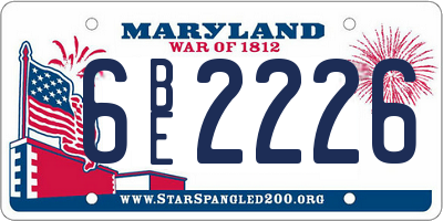 MD license plate 6BE2226