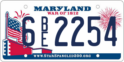 MD license plate 6BE2254