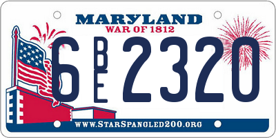 MD license plate 6BE2320