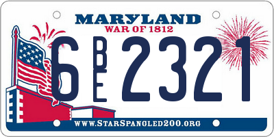 MD license plate 6BE2321