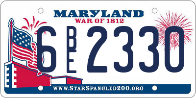 MD license plate 6BE2330