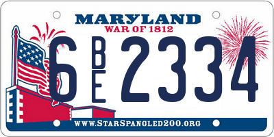 MD license plate 6BE2334
