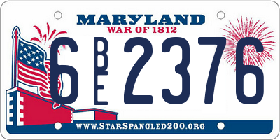MD license plate 6BE2376