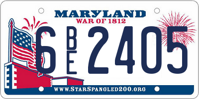 MD license plate 6BE2405