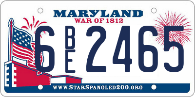 MD license plate 6BE2465