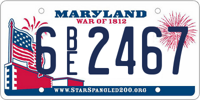 MD license plate 6BE2467