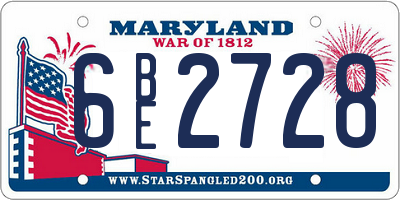 MD license plate 6BE2728