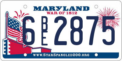 MD license plate 6BE2875