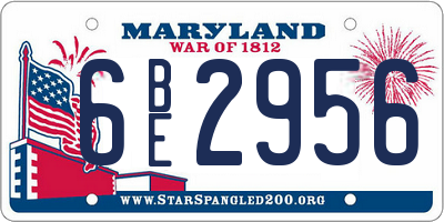 MD license plate 6BE2956