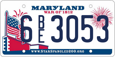 MD license plate 6BE3053