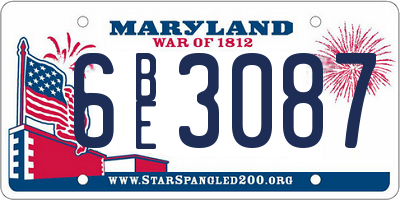 MD license plate 6BE3087