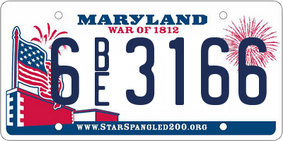 MD license plate 6BE3166
