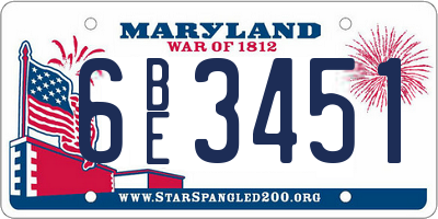 MD license plate 6BE3451