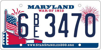 MD license plate 6BE3470