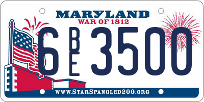 MD license plate 6BE3500