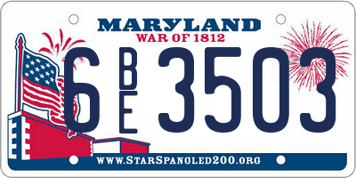 MD license plate 6BE3503