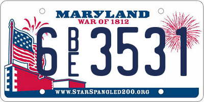 MD license plate 6BE3531