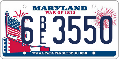 MD license plate 6BE3550