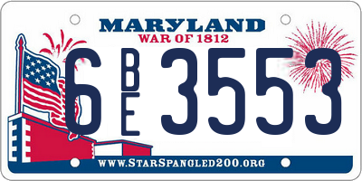 MD license plate 6BE3553