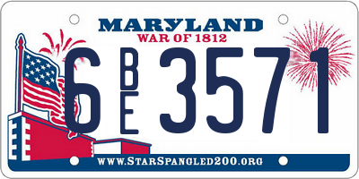 MD license plate 6BE3571