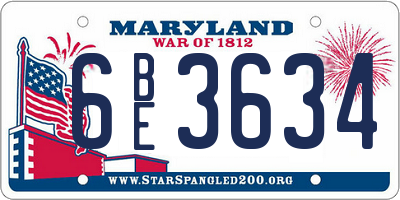 MD license plate 6BE3634
