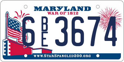 MD license plate 6BE3674
