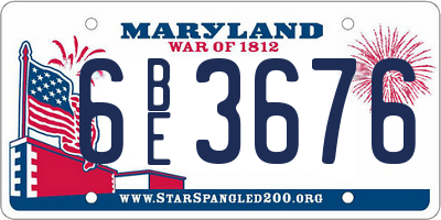 MD license plate 6BE3676