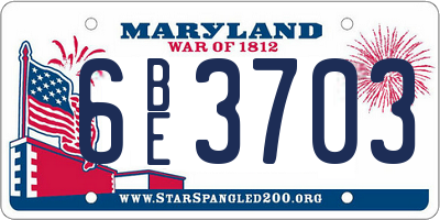MD license plate 6BE3703