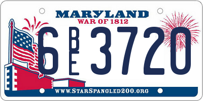 MD license plate 6BE3720