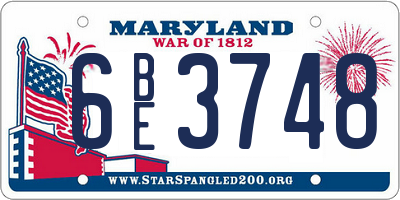 MD license plate 6BE3748
