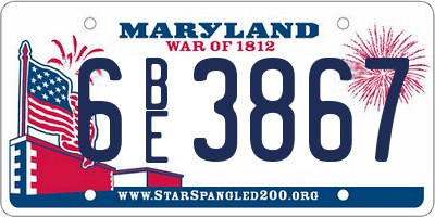 MD license plate 6BE3867
