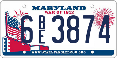 MD license plate 6BE3874