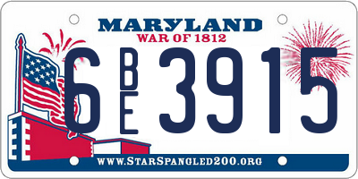 MD license plate 6BE3915