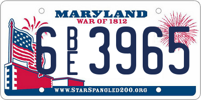 MD license plate 6BE3965