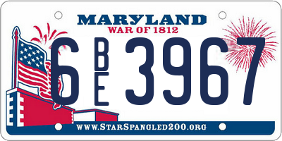 MD license plate 6BE3967