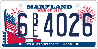 MD license plate 6BE4026